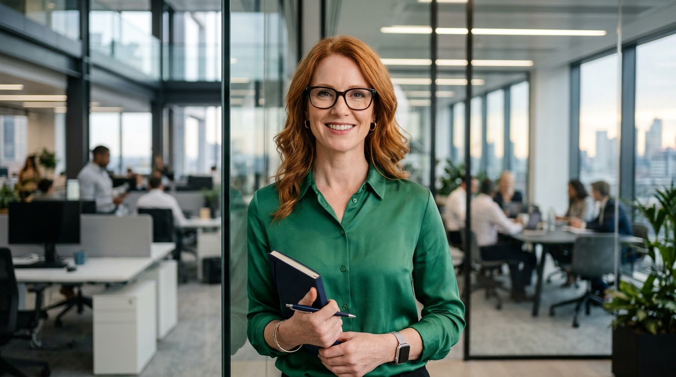 Profissional contábil Becontab em ambiente corporativo moderno